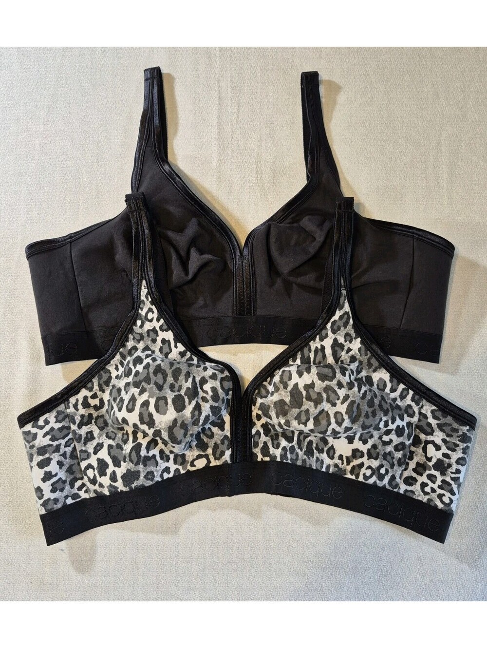 Lot Of 2 Cacique Black/Leopard  Full Coverage Bra Size 44C